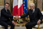 Il  Presidente della Repubblica Sergio Mattarella con il Presidente della Repubblica francese Emmanuel Macron al vertice italo francese