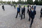 Il Presidente della Repubblica Sergio Mattarella in occasione della cerimonia di commemorazione dedicata alle vittime bargamasche del covid-19 con le autorità locali