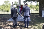 Il Presidente della Repubblica Sergio Mattarella e il Presidente della Repubblica di Slovenia, Borut Pahor depongono una corona al monumento ai caduti sloveni