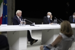 Il Presidente Sergio Mattarella e il Presidente della Repubblica Federale di Germania Frank-Walter Steinmeier al panel di studio dal titolo “La rinascita al tempo del Covid”
