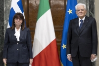 Il Presidente Sergio Mattarella con il Presidente della Repubblica Ellenica, S.E. la Signora Katerina Sakellaropoulou, in visita ufficiale