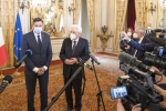 Il Presidente Sergio Mattarella con S.E. il Signor Borut Pahor, Presidente della Repubblica di Slovenia durante le dichiarazioni alla stampa
