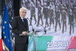 Il Presidente Sergio Mattarella durante la cerimonia in occasione del 76° anniversario della Liberazione
