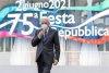 Il Presidente Sergio Mattarella al termine dell'intervento in occasione della Festa Nazionale della Repubblica