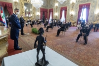 Un momento dell'incontro del Presidente Sergio Mattarella con una rappresentanza di Carabinieri, in occasione del 207° anniversario della costituzione dell’Arma 