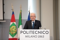 Il Presidente della Repubblica Sergio Mattarella nel corso del suo intervento all'inaugurazione del nuovo Campus di Architettura del Politecnico di Milano
