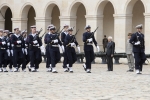 Il Presidente della Repubblica Sergio Mattarella all'Hôtel des Invalides,durante gli onori militari,in occasione della visita di Stato nella Repubblica di Francia. 
