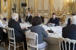 Il Presidente della Repubblica Sergio Mattarella con Emmanuel Macron, Presidente della Repubblica Francese, durante i colloqui