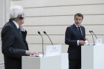 Il Presidente della Repubblica Sergio Mattarella con Emmanuel Macron,Presidente della Repubblica Francese, nel Salon du jardin d’hiver, durante le dichiarazioni alla stampa