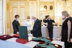 Il Presidente Sergio Mattarella e il Presidente della Repubblica Francese Emmanuel Macron, in occasione del Pranzo di Stato