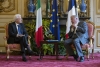 Il Presidente della Repubblica Sergio Mattarella con il Presidente del Sénat, Gérard Larcher, in occasione della visita di Stato nella Repubblica Francese