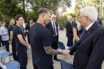 Il Presidente Sergio Mattarella saluta i giocatori della Nazionale di Calcio, vincitrice degli Europei 2020