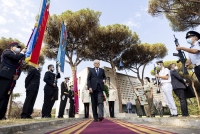 Il Presidente Sergio Mattarella al Parco della Resistenza, in occasione della deposizione di una corone d’alloro nel del 78° anniversario della Difesa di Roma  nel del 78° anniversario della Difesa di Roma