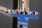 Il Presidente Sergio Mattarella e i Capi di Stato partecipanti alla XVI riunione del Gruppo Arraiolos nel corso delle dichiarazioni alla stampa