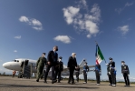 Il Presidente della Repubblica Sergio Mattarella al suo arrivo all'aeroporto di Rivolto in occasione della cerimonia celebrativa del 60° anniversario di costituzione della Pattuglia Acrobatica Nazionale