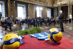 Il Presidente Sergio Mattarella rivolge il suo indirizzo di saluto in occasione dell'incontro con la Nazionale italiana di pallavolo femminile e maschile