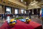 Il Presidente Sergio Mattarella rivolge il suo indirizzo di saluto in occasione dell'incontro con la Nazionale italiana di pallavolo femminile e maschile
