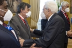 Il Presidente Sergio Mattarella con Giorgio Parisi, Premio Nobel per la Fisica 2021, in occasione della cerimonia di apertura della riunione Parlamentare Pre-COP26