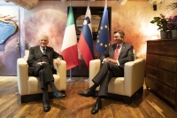 Il Presidente della Repubblica, Sergio Mattarella con Borut Pahor Presidente della Repubblica di Slovenia, durante i colloqui 
