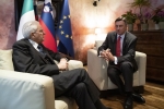 Il Presidente della Repubblica, Sergio Mattarella con Borut Pahor Presidente della Repubblica di Slovenia, durante i colloqui 
