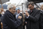 Il Presidente della Repubblica, Sergio Mattarella, con Borut Pahor Presidente della Repubblica di Slovenia, al termine della Cerimonia di celebrazione della designazione congiunta di Nova Gorica e Gorizia quali Capitale Europea della Cultura 2025
