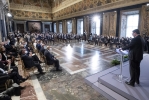 Giancarlo Giorgetti, Ministro dello sviluppo economico, nel corso della cerimonia di consegna delle insegne di Cavaliere dell’Ordine “Al Merito del Lavoro” ai Cavalieri del Lavoro nominati il 2 giugno 2020 e 2021