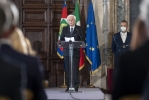 Il Presidente Sergio Mattarella in occasione della cerimonia di consegna delle insegne di Cavaliere dell’Ordine “Al Merito del Lavoro” ai Cavalieri del Lavoro nominati il 2 giugno 2020 e 2021
