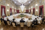 Il Presidente della Repubblica Sergio Mattarella durante il pranzo in occasione del G20