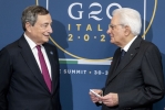 Il Presidente della Repubblica Sergio Mattarella e il Presidente del Consiglio Mario Draghi durante il pranzo in occasione del G20
