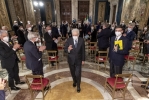Il Presidente Sergio Mattarella al termine della cerimonia di consegna delle “Stelle al Merito del Lavoro” ai nuovi Maestri del Lavoro nominati il 1° maggio 2020 e 2021
