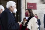 Il Presidente della Repubblica Sergio Mattarella saluta Antonella Polimeni, Rettrice della Sapienza-Università di Roma,al termine della cerimonia di inaugurazione dell’Anno Accademico 2021-2022   
