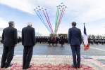 Il Presidente Sergio Mattarella e il Presidente della Repubblica Francese, Emmanuel Macron, al termine dell'incontro per la firma del “Trattato per una cooperazione bilaterale rafforzata” assistono al passaggio delle pattuglie acrobatiche italiana e francese