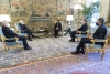 Il Presidente Mattarella con Maria Bianca Farina, Matteo Del Fante e con Giuseppe Lasco,vertici di Poste Italiane  
