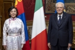 Il Presidente Sergio Mattarella con S.E. la Signora Tserendorj Narantungalag, nuovo Ambasciatore della Mongolia: presentazione delle Lettere Credenziali