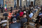 Il Presidente Sergio Mattarella in occasione della cerimonia di consegna degli Attestati d’Onore agli Alfieri della Repubblica conferiti negli anni 2019, 2020 e 2021 