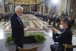 Il Presidente Sergio Mattarella nel corso della cerimonia per lo scambio degli auguri di fine anno con il Corpo Diplomatico