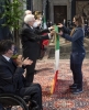 Il Presidente Sergio Mattarella consegna la Bandiera italiana all’Alfiere della squadra olimpica Sofia Goggia