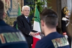 Il Presidente Sergio Mattarella in occasione della cerimonia di consegna della bandiera agli atleti italiani in partenza per i Giochi Olimpici e Paralimpici Invernali 2021