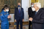 Il Presidente Sergio Mattarella con Samantha Cristoforetti, in partenza per la Stazione Spaziale Internazionale 