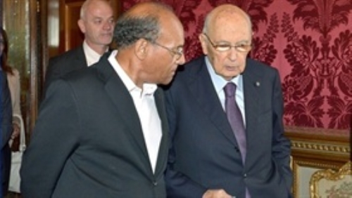 Incontro e successiva colazione con il Presidente della Repubblica Tunisina, Moncef Marzouki, in visita ufficiale