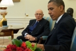  Il Presidente Giorgio Napolitano durante i colloqui con il Presidente Barack Obama 