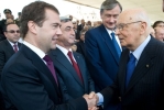 Il Presidente della Repubblica Giorgio Napolitano con Dimitri Medvedev, Presidente della Federazione Russa