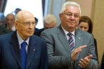 Il Presidente della Repubblica Giorgio Napolitano con il Presidente del Parlamento Croato Luka Bebic