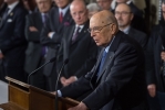 Il Presidente della Repubblica Giorgio Napolitano al termine delle consultazioni