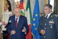  Il Presidente Giorgio Napolitano durante il suo intervento in occasione dell'incontro con una rappresentanza degli allievi degli Istituti di formazione della Guardia di Finanza per il  240° anniversario della sua costituzione