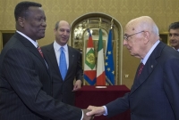 Il Presidente Giorgio Napolitano con John Chrisostom E. Sandy, nuovo Ambasciatore della Repubblica di Trinidad e Tobago, in occasione della presentazione delle Lettere Credenziali