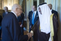 Il Presidente Giorgio Napolitano accoglie il Primo Ministro dello Stato del Kuwait Jaber Al-Mubarak Al-Hamad Al-Sabah