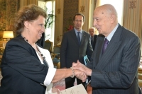 Il Presidente Giorgio Napolitano con la Professoressa Maria Falcone, Presidente della Fondazione "Giovanni e Francesca Falcone"