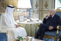 Il Presidente Giorgio Napolitano nel corso dei colloqui con Mohammmed bin Zayed Al Nahyan, Principe Ereditario di Abu Dhabi e Vice Comandante Supremo delle Forze Armate