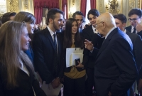 Il Presidente Giorgio Napolitano con i nuovi Alfieri del Lavoro